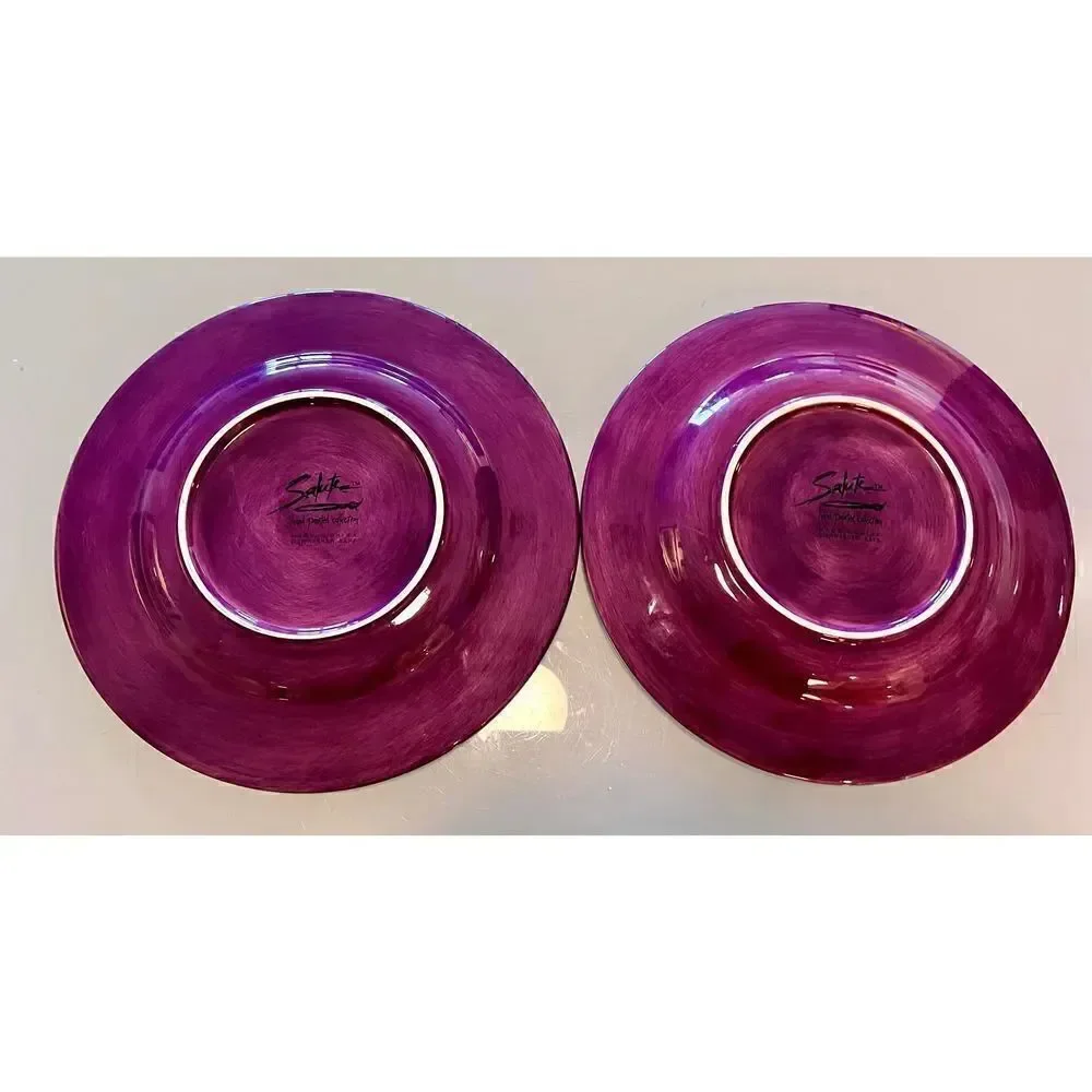 2 SALUTE Eggplant/Plum/Purple 11 1/4 Inch Dinner Plate Hand Painted Collection